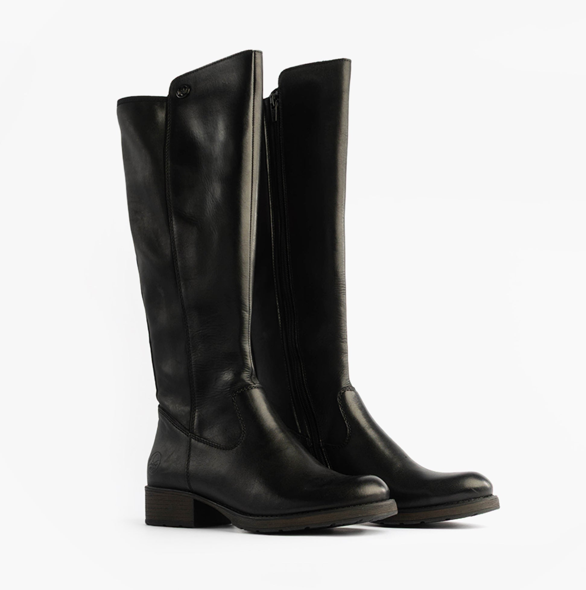 Rieker Z9591-01 Womens Leather Knee-High Boots Black