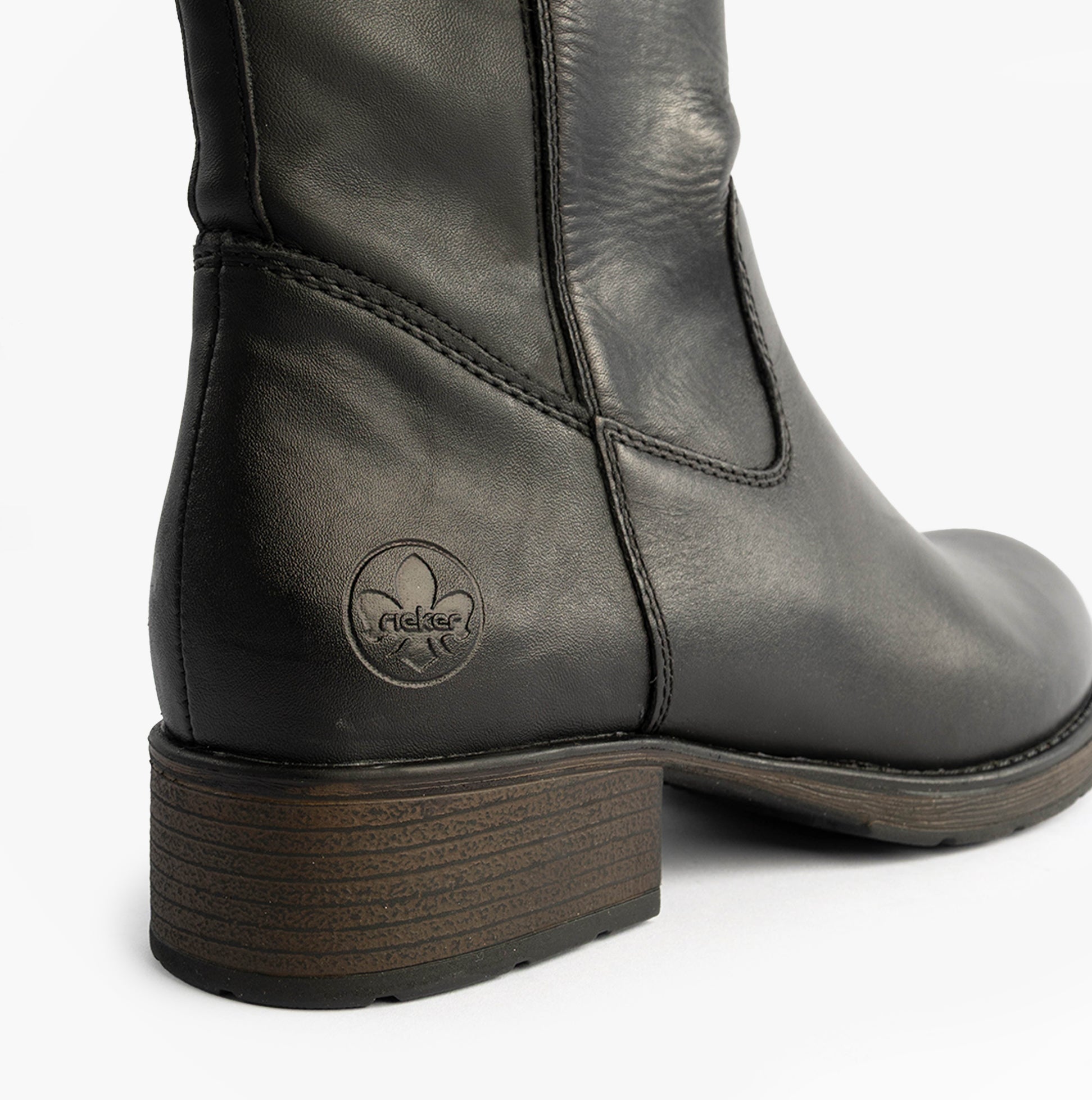 Rieker Z9591-01 Womens Leather Knee-High Boots Black