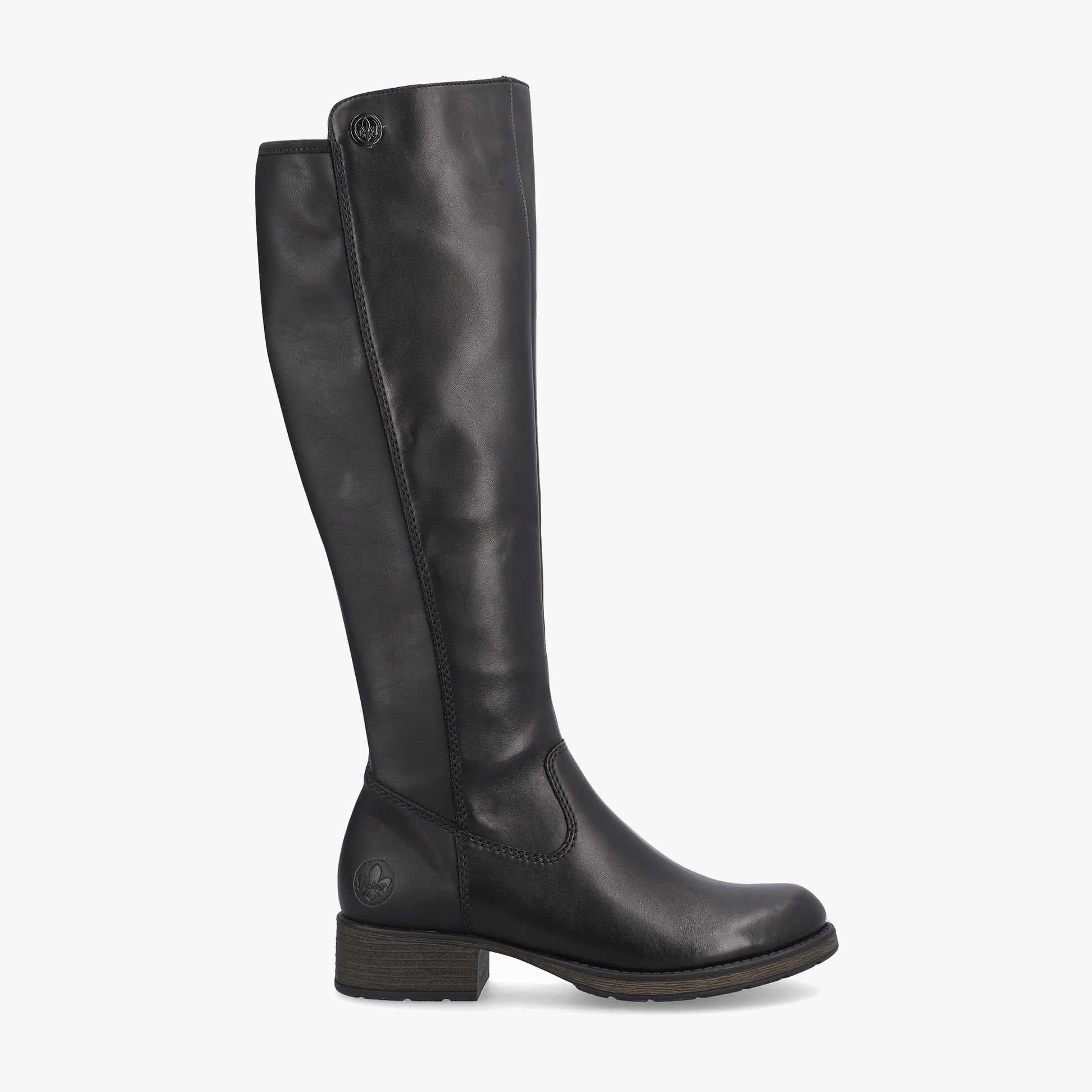 Rieker Z9591-01 Womens Leather Knee-High Boots Black