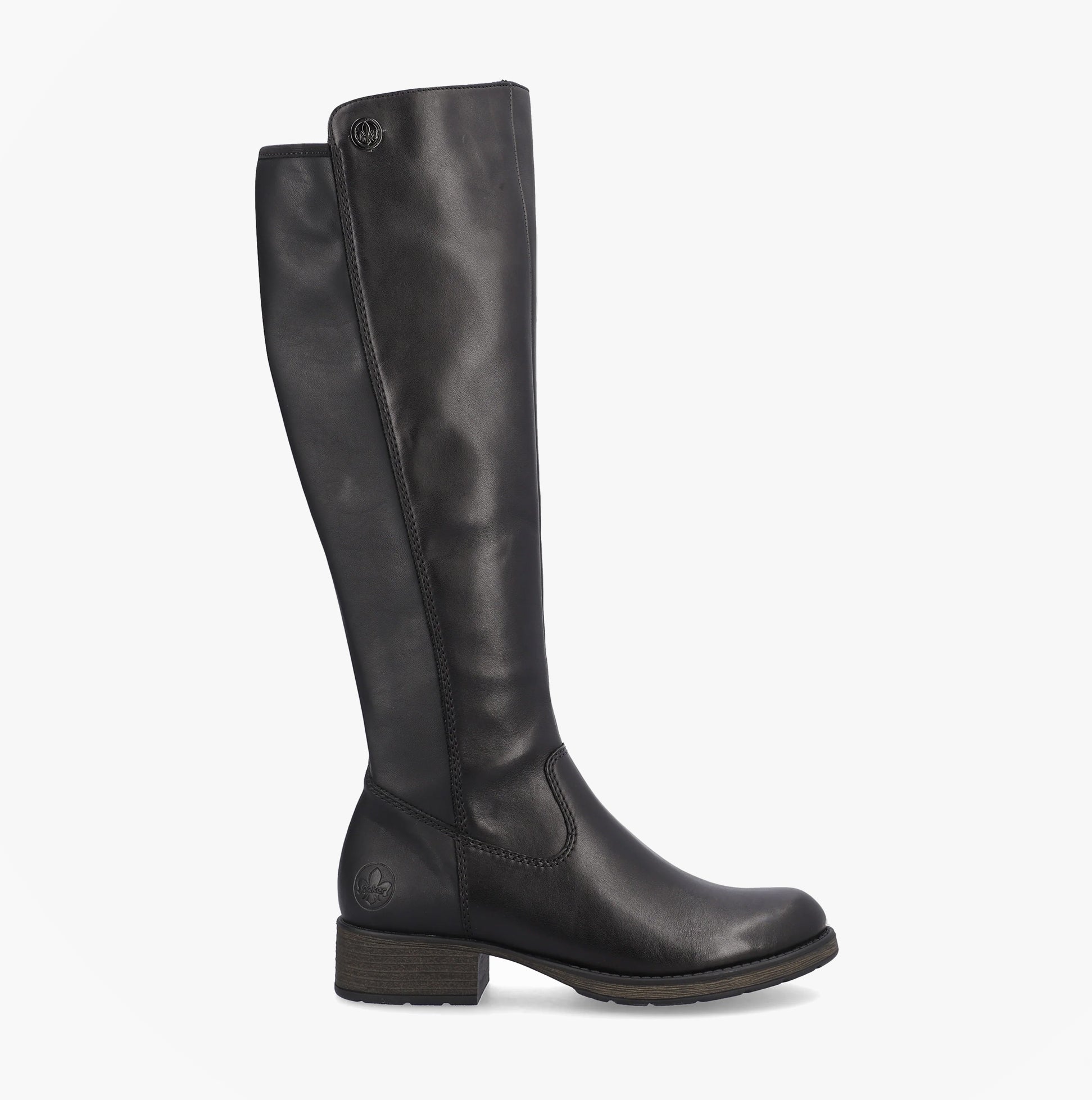 Rieker Z9591-01 Womens Leather Knee-High Boots Black