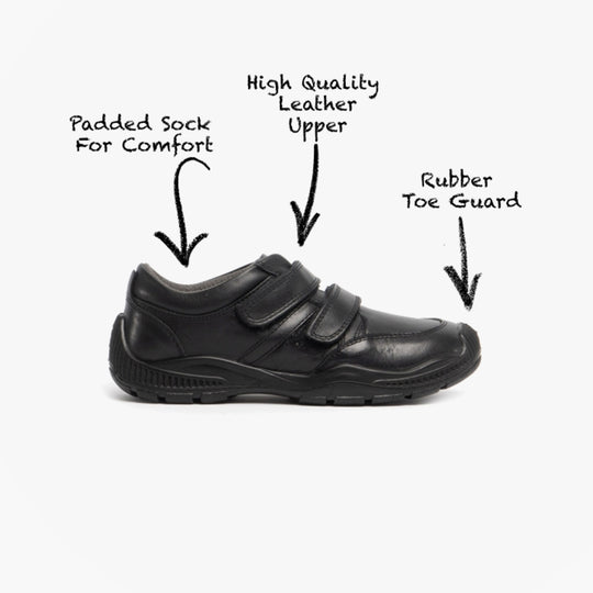 Roamers JEROME Boys Leather Touch Fasten Shoes Black