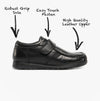 Roamers GENERALS Boys Leather Touch Fasten Shoes Black