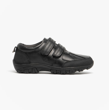 Roamers WILFRED Boys Black Leather Touch Fasten Shoes