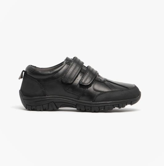 Roamers WILFRED Boys Black Leather Touch Fasten Shoes
