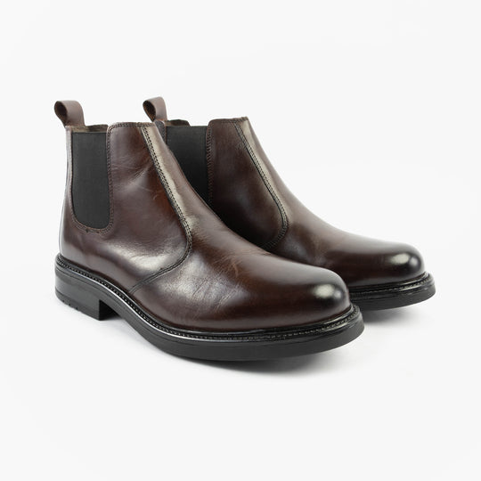 Roamers OLIVER Mens Twin Gusset Soft Leather Chelsea Boots Brown