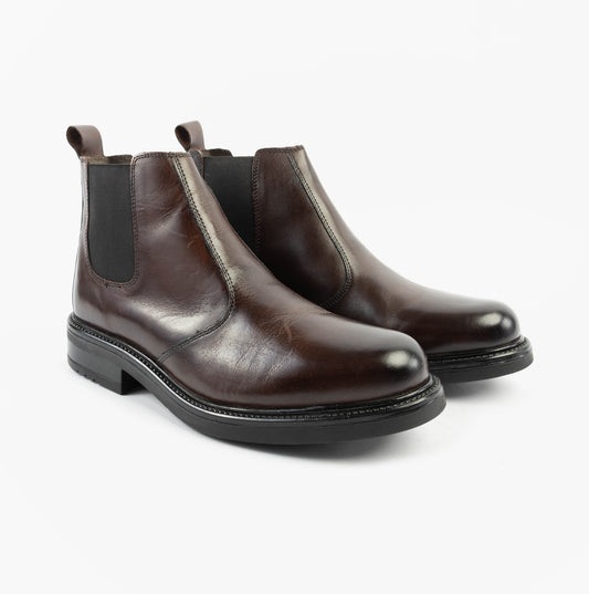 Roamers OLIVER Mens Twin Gusset Soft Leather Chelsea Boots Brown