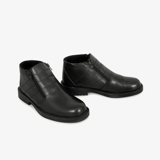 Roamers SHARK Mens Fur Lined Twin Zip Boots Black