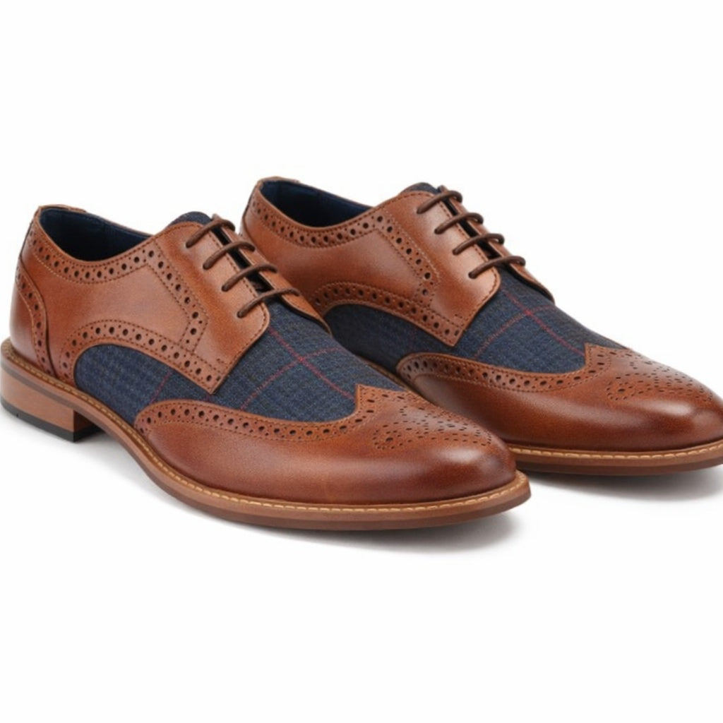 Mens 4 Eyelet Wing Brogue Oxford Tan