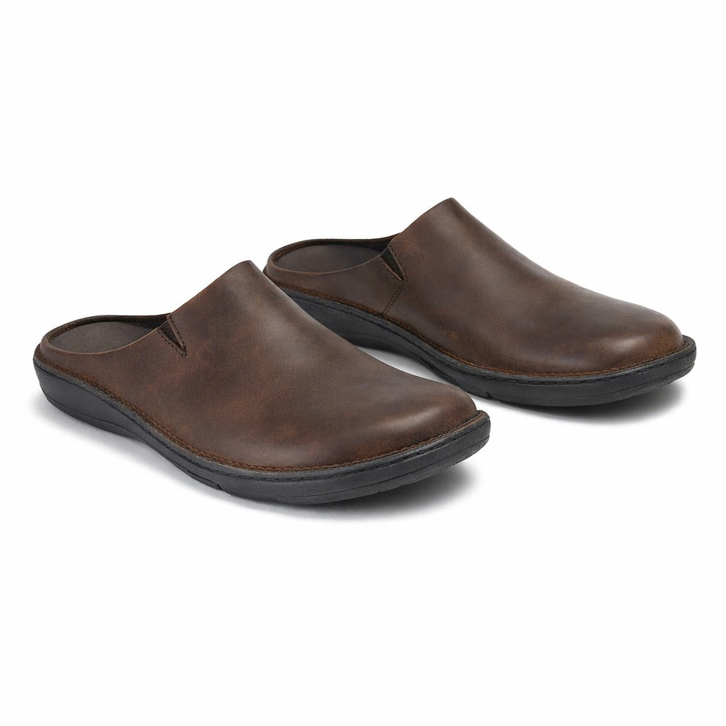 Roamers M487B Mens Stitchdown Clogs Brown