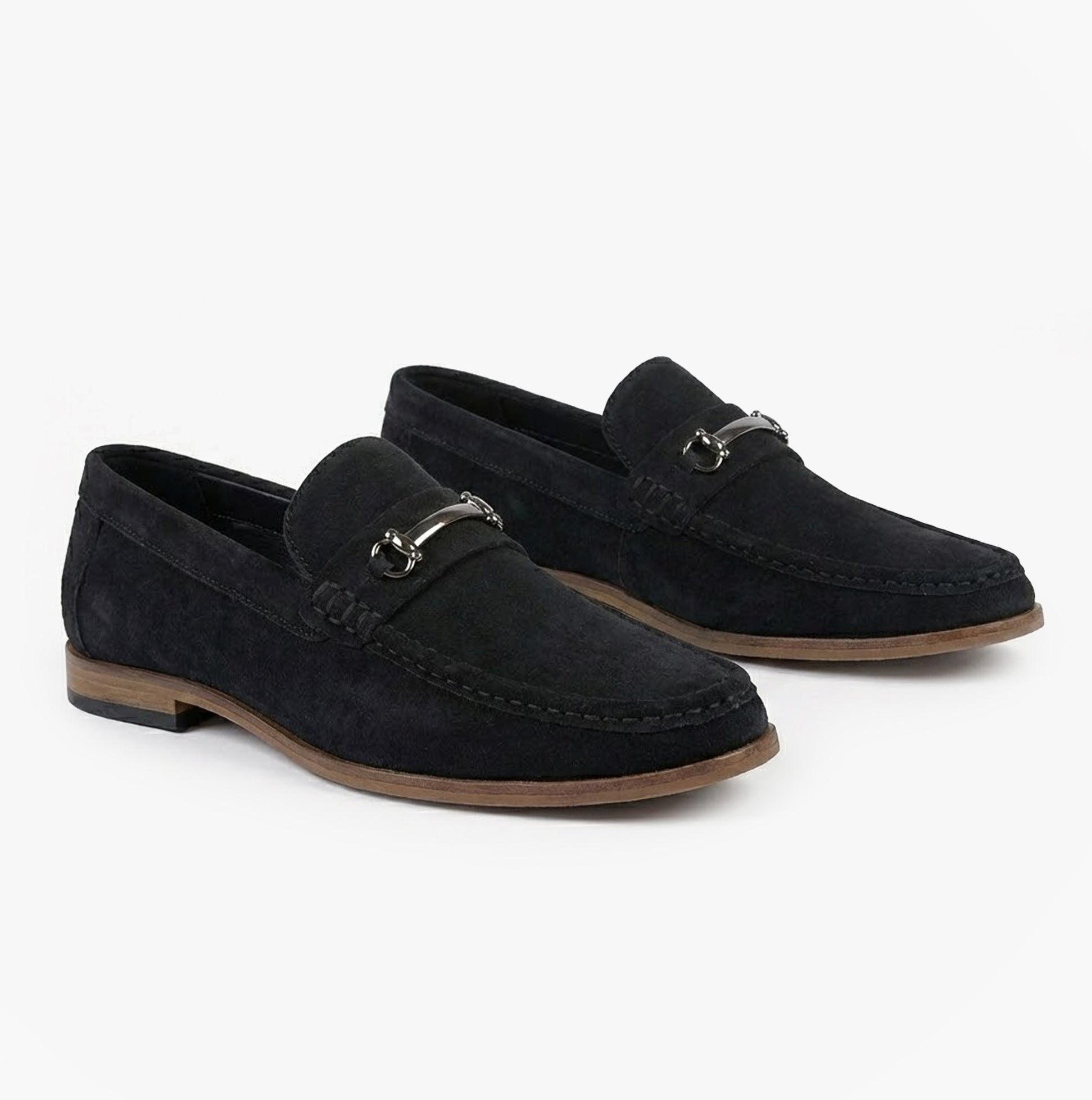 Roamers M595AS Mens Casual Suede Slip-On Loafers Black