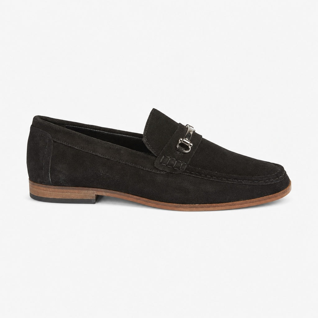 Roamers M595AS Mens Casual Suede Slip-On Loafers Black