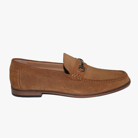 Roamers DOMINIC Mens Suede Slip On Moccasin Loafers Sand