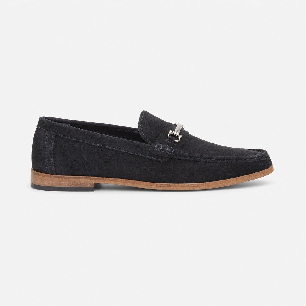 Roamers DOMINIC Mens Suede Slip On Moccasin Loafers Navy