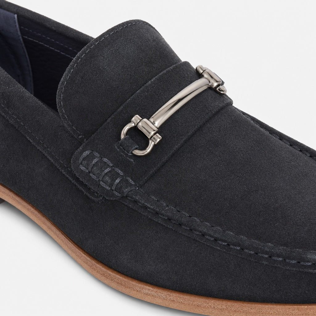 Roamers DOMINIC Mens Suede Slip On Moccasin Loafers Navy