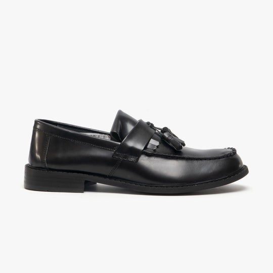 Roamers RUDEBOYZ Mens Polished Leather Tassel Loafers Black