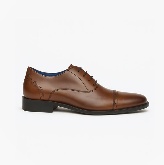 Roamers JONTY Mens Leather Oxford Semi Brogues Burnished Tan