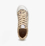 Rocket Dog CHEERY DEXTER Womens Shoes Tan top view showing lace-up design and animal print pattern.