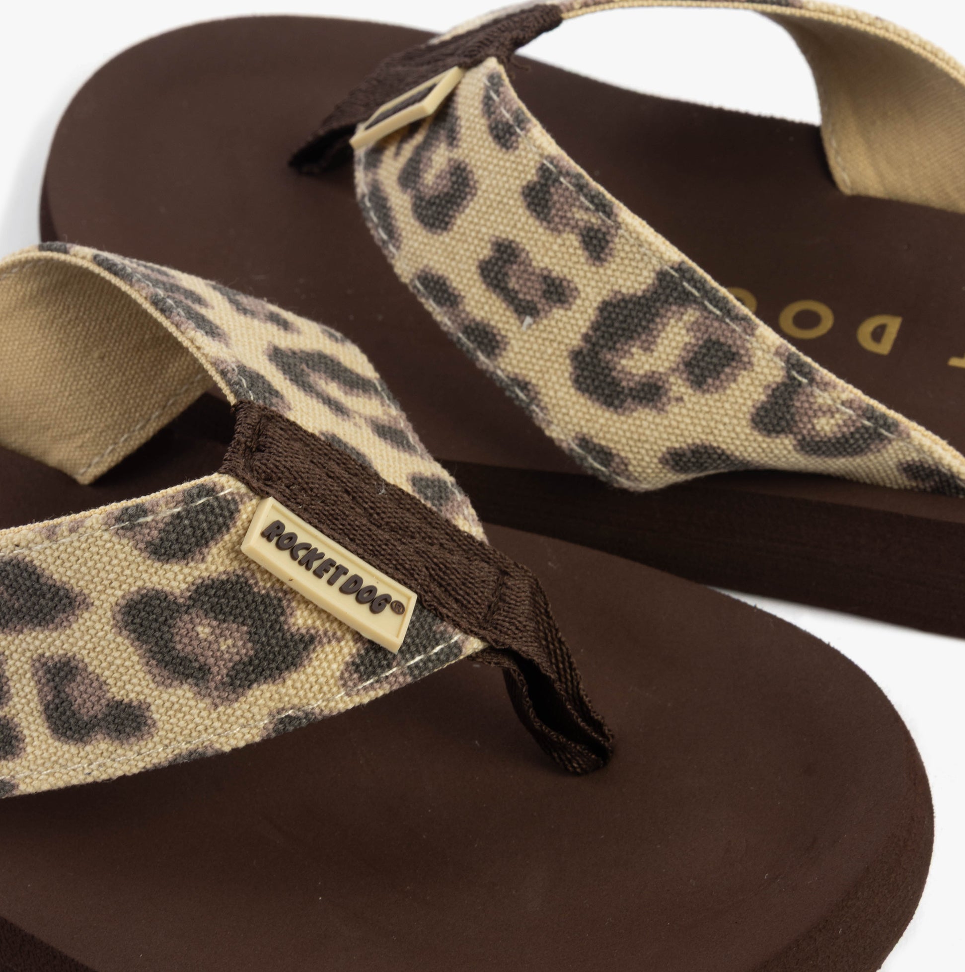 Rocket Dog ADIOS DEXTER LEOPARD Womens Flip Flops Tan
