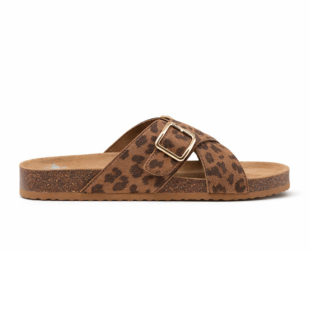 Rocket Dog ANNIE TIGG LEOPARD Womens Cross Strap Sandals Tan