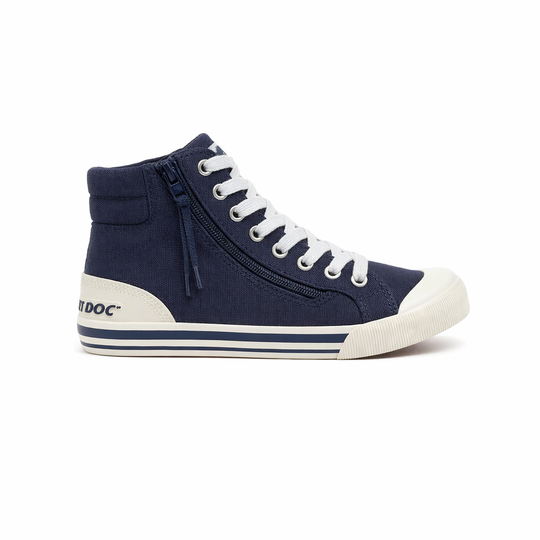 Rocket Dog JAZZIN HI 12A CANVAS Womens Hi-Top Trainers Navy