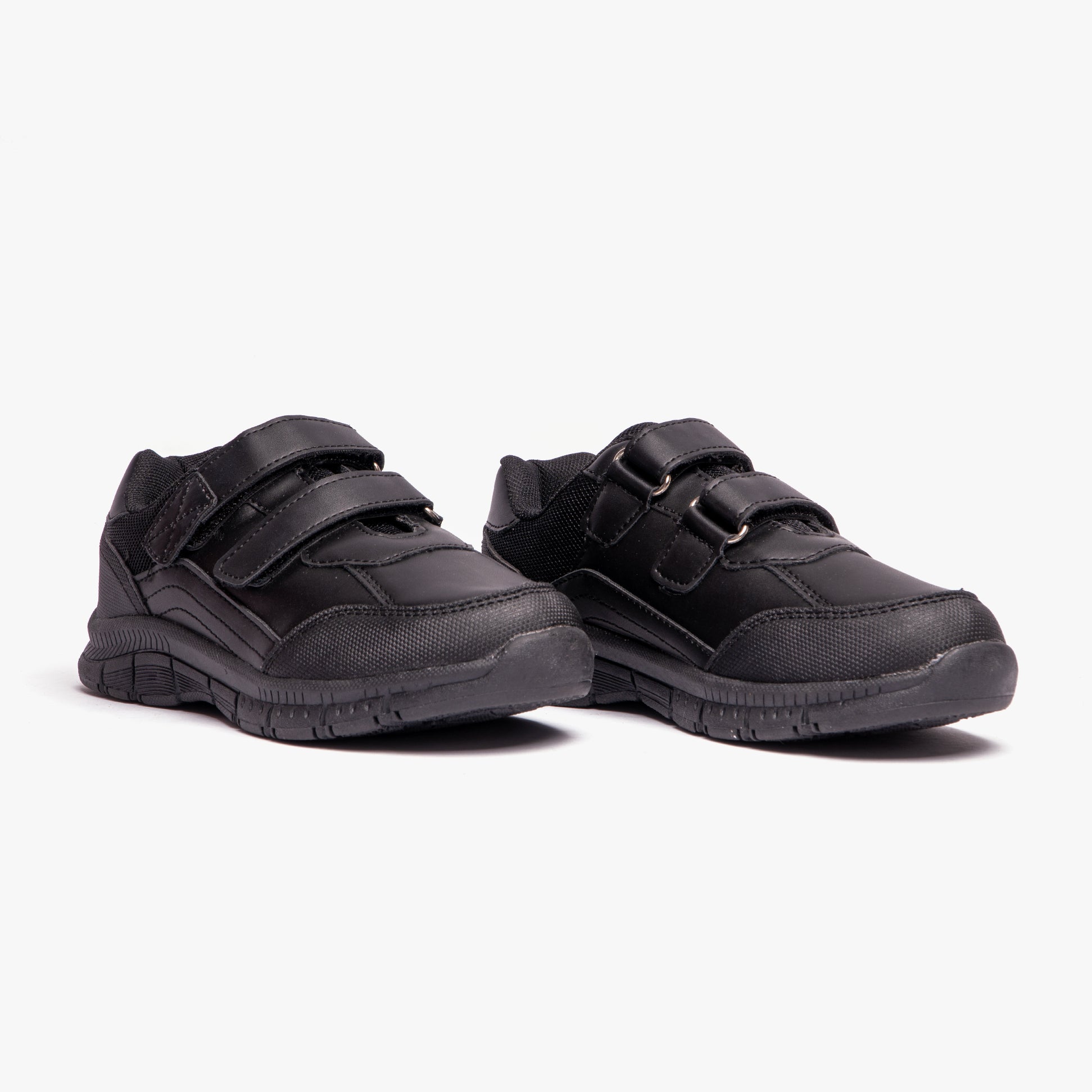 Route 21 B821A Boys Touch Fasten Coated Leather School Shoes Black