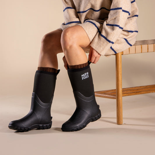 Mud Dogs RUTLAND MID Unisex Neoprene Wellington Boots Black