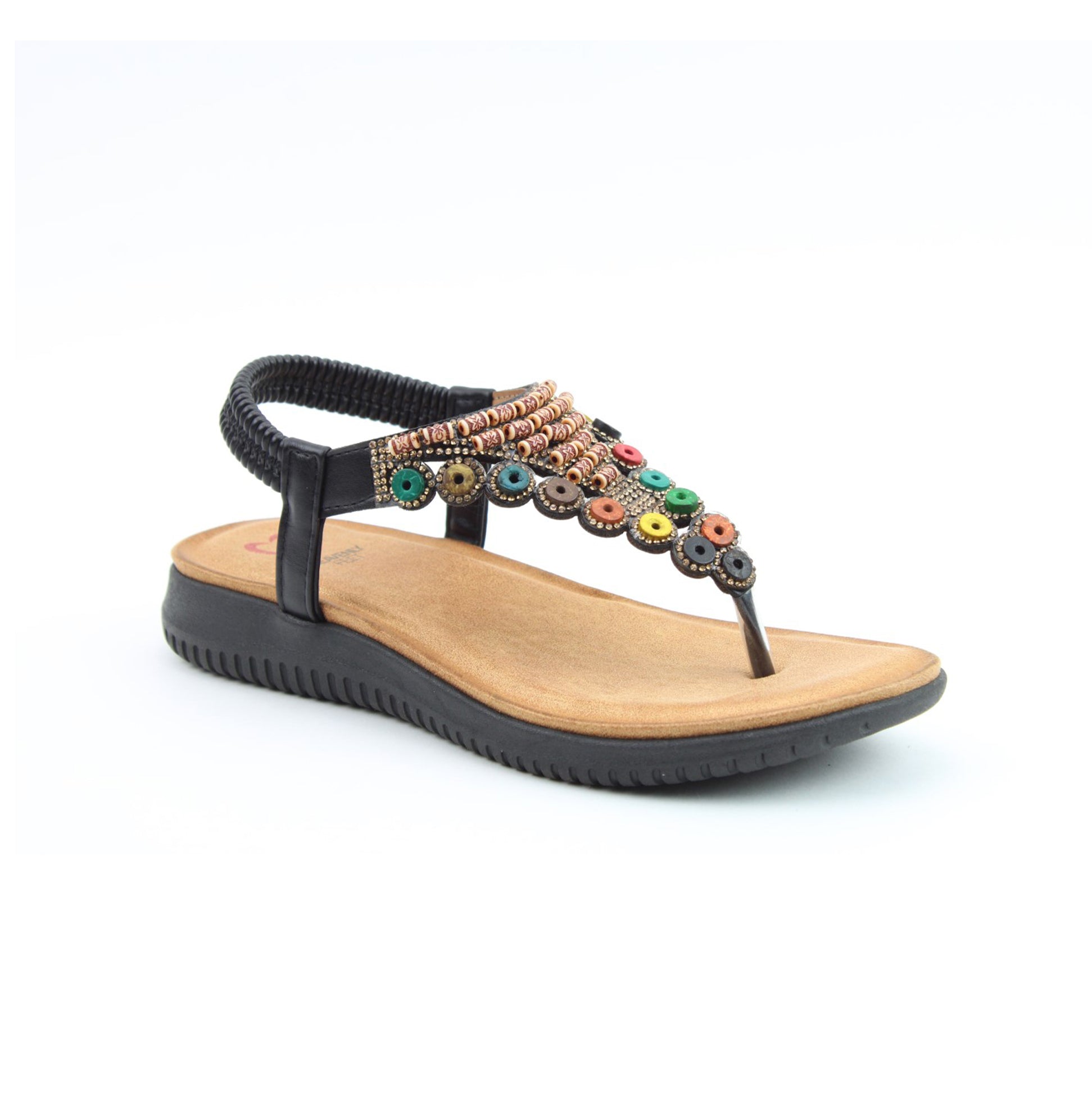 Heavenly Feet RADIANCE Womens Toe ring Sandals Black