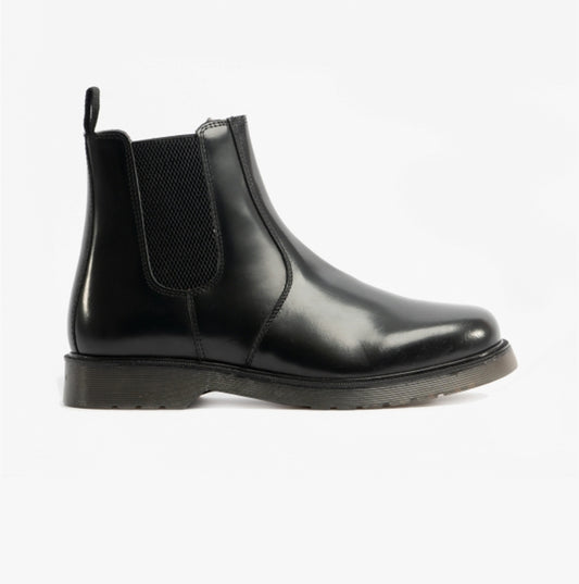STB ELLIS Unisex Leather Air Cushioned Dealer Boots Polished Black