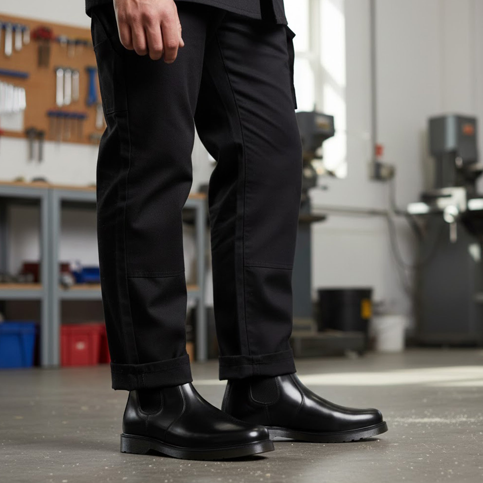 STB ELLIS Unisex Leather Air Cushioned Dealer Boots Polished Black