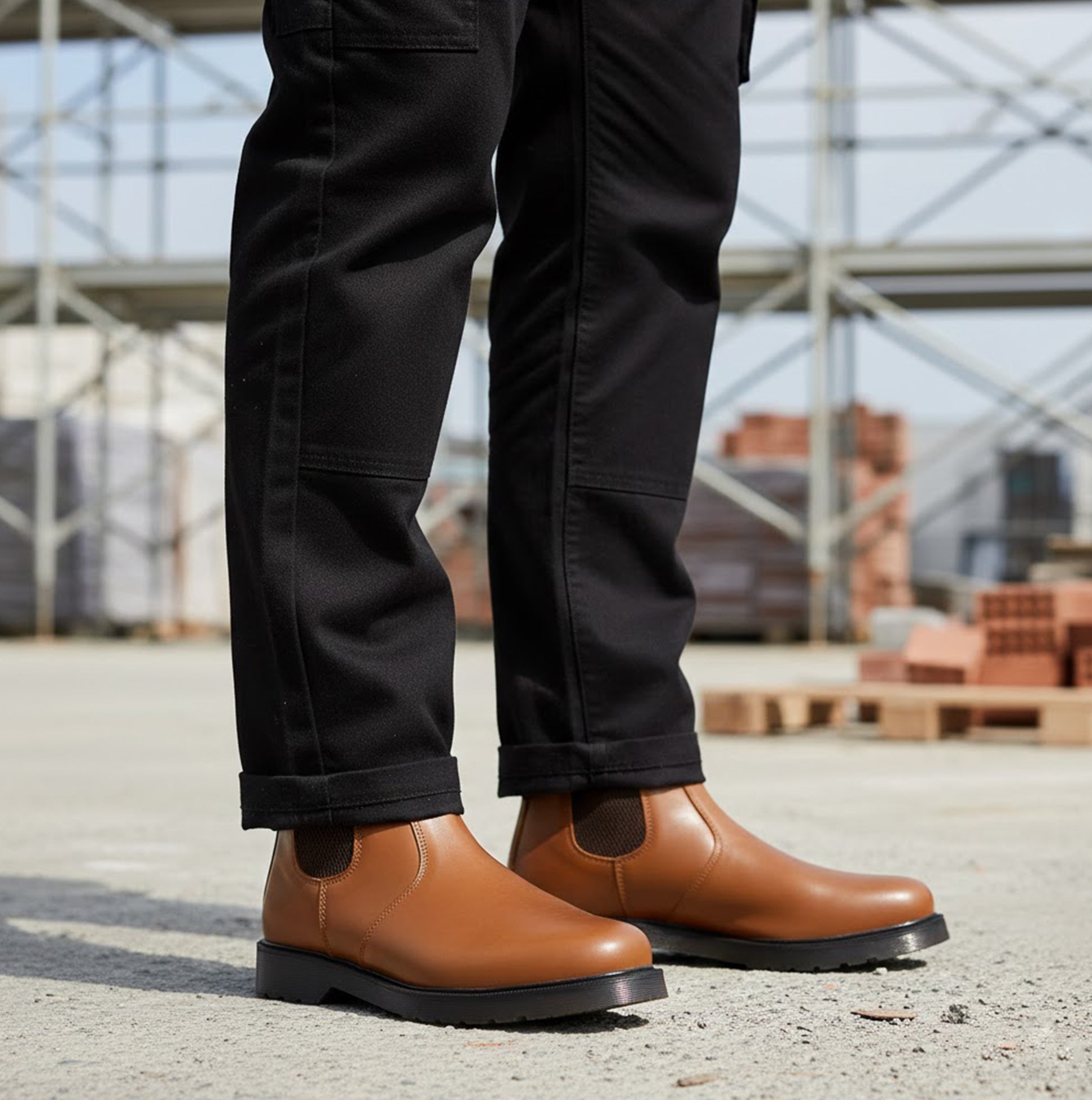 STB ELLIS Unisex Leather Air Cushioned Dealer Boots Tan