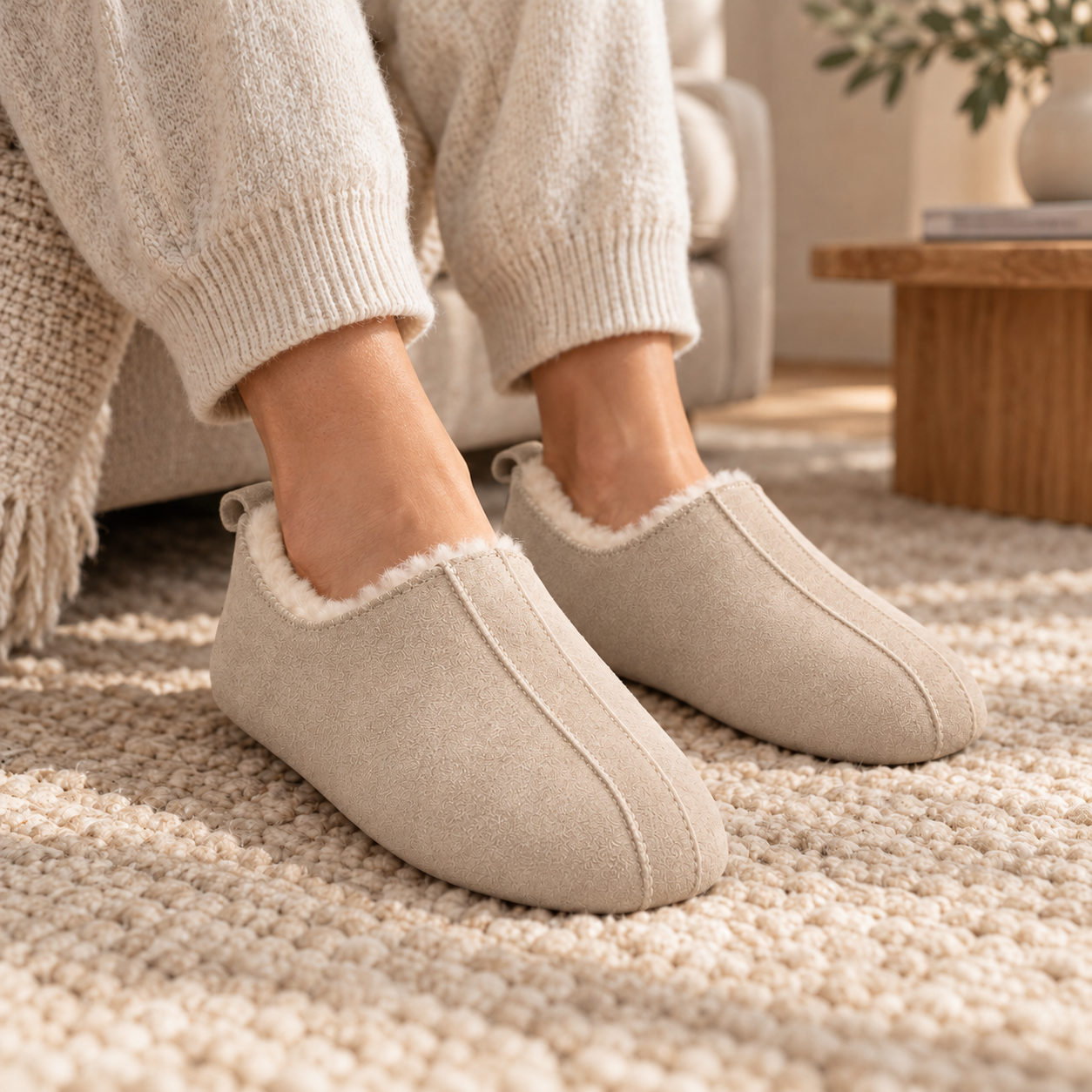 HOS Sheepskin PIXIE Womens Full Slippers Stone