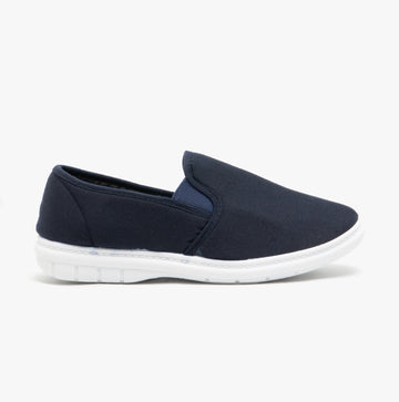 Scimitar LOUIE Mens Twin Gusset Casual Canvas Trainers Navy