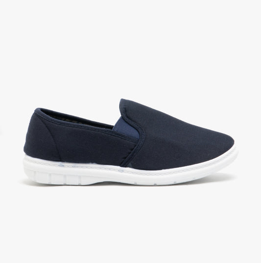 Scimitar LOUIE Mens Twin Gusset Casual Canvas Trainers Navy