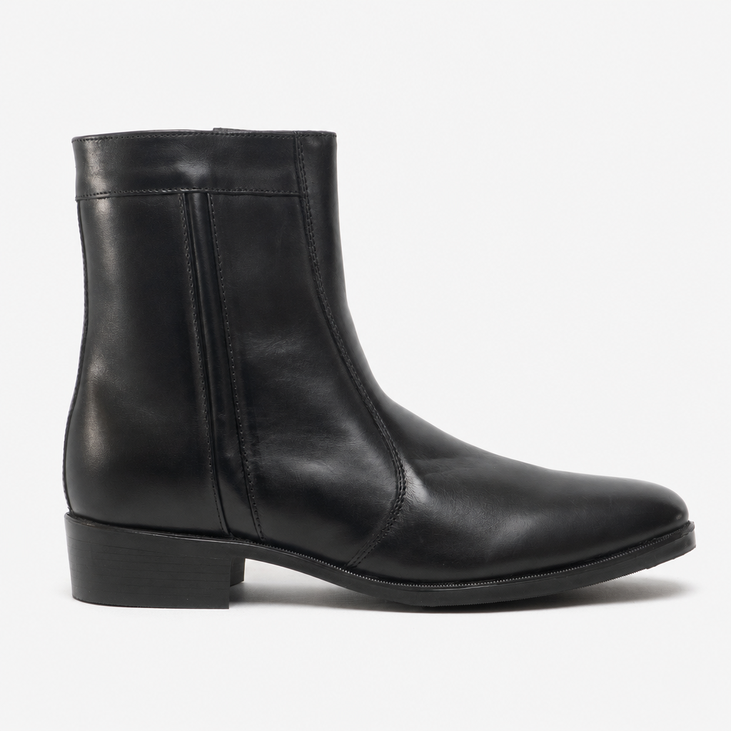 Scimitar RILEY Mens Leather Cuban Heel Boots Black