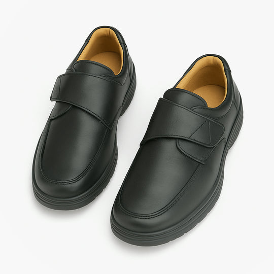 Scimitar BARNEY Mens Faux Leather Touch Fasten Shoes Black