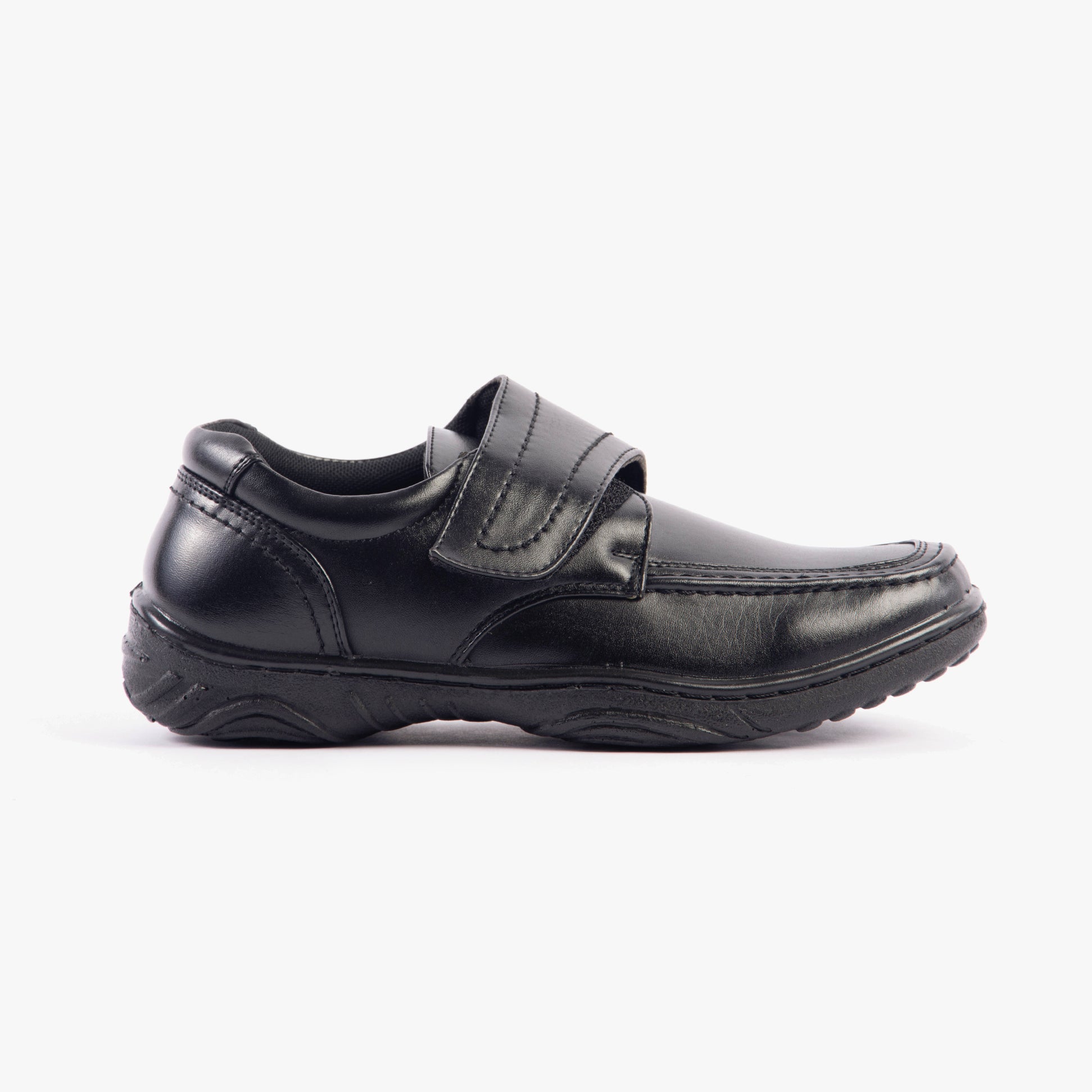 Scimitar KAIL Mens Faux Leather Velcro Bar Loafers Black