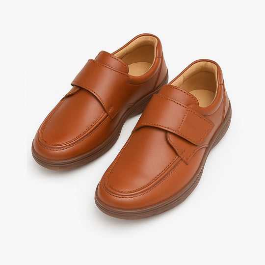 Scimitar KAIL Mens Faux Leather Touch Fasten Bar Loafers Tan