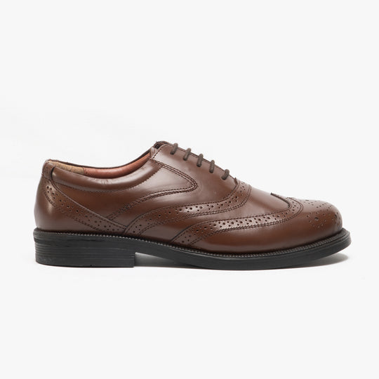 Scimitar STEWART Mens Leather Brogue Shoes Brown
