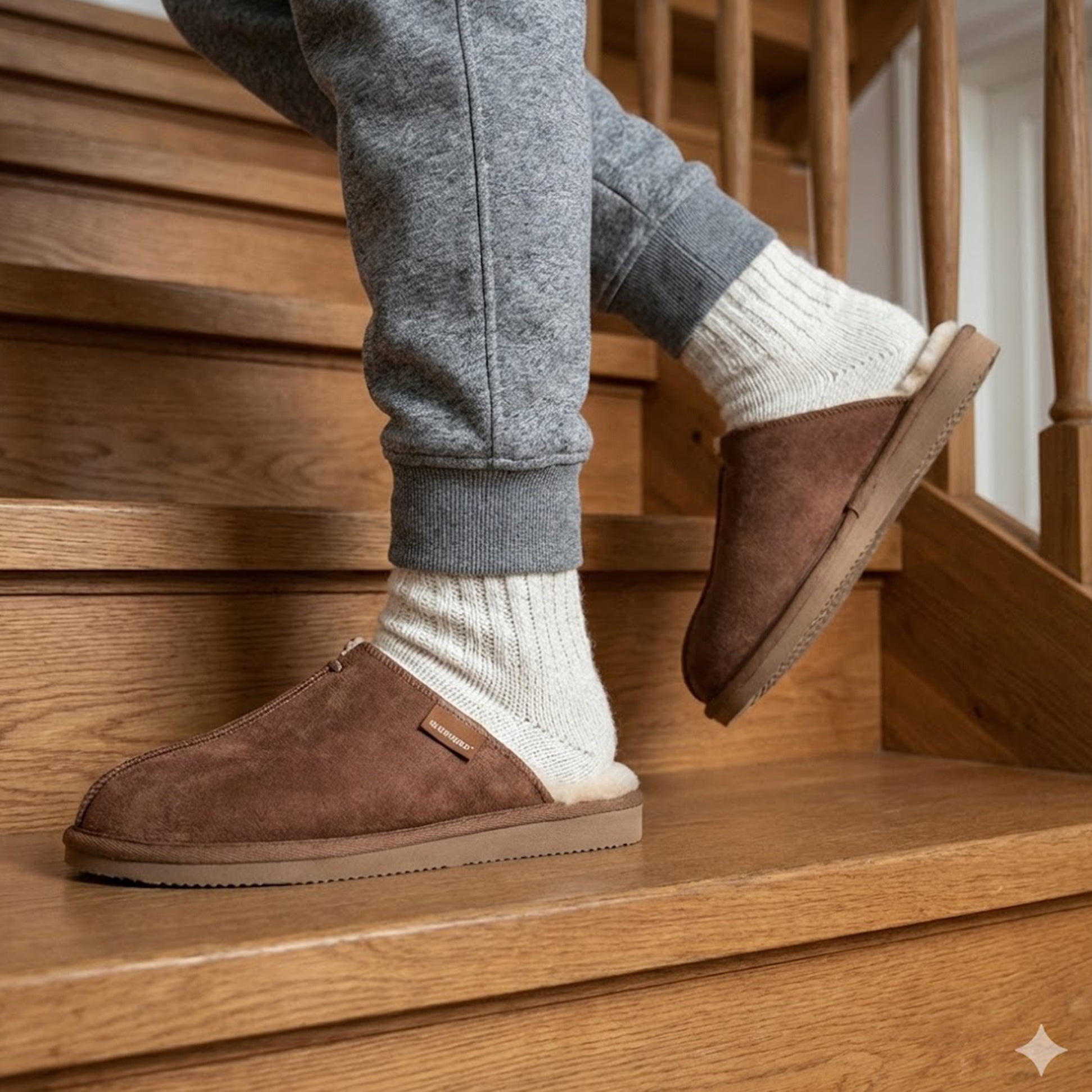 Shepherd HUGO Mens Sheepskin Mules Brown