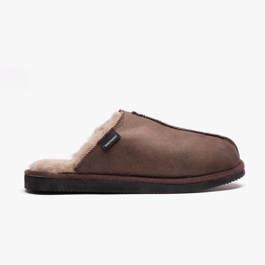 Shepherd HUGO Mens Sheepskin Mules Oiled Antique