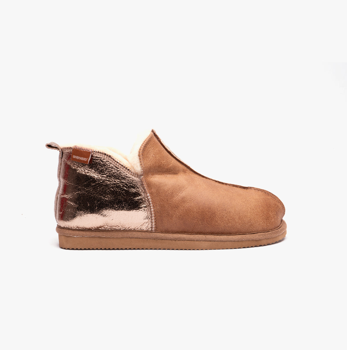 Shepherd ANNIE Womens Sheepskin Slipper Boots Cognac/Gold