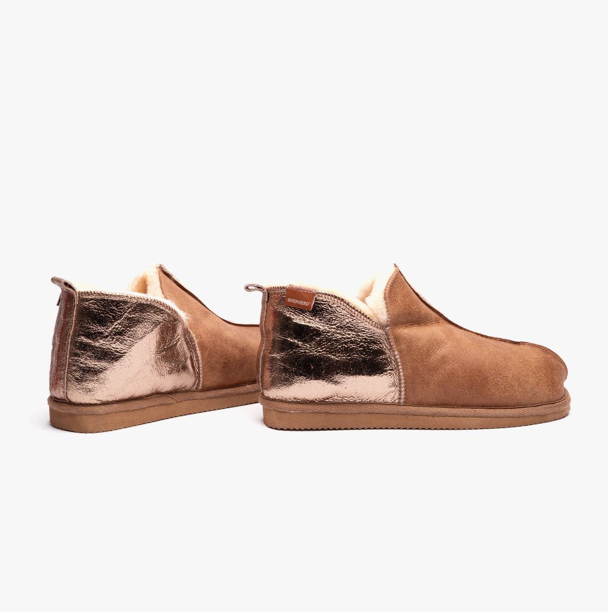 Shepherd ANNIE Womens Sheepskin Slipper Boots Cognac/Gold