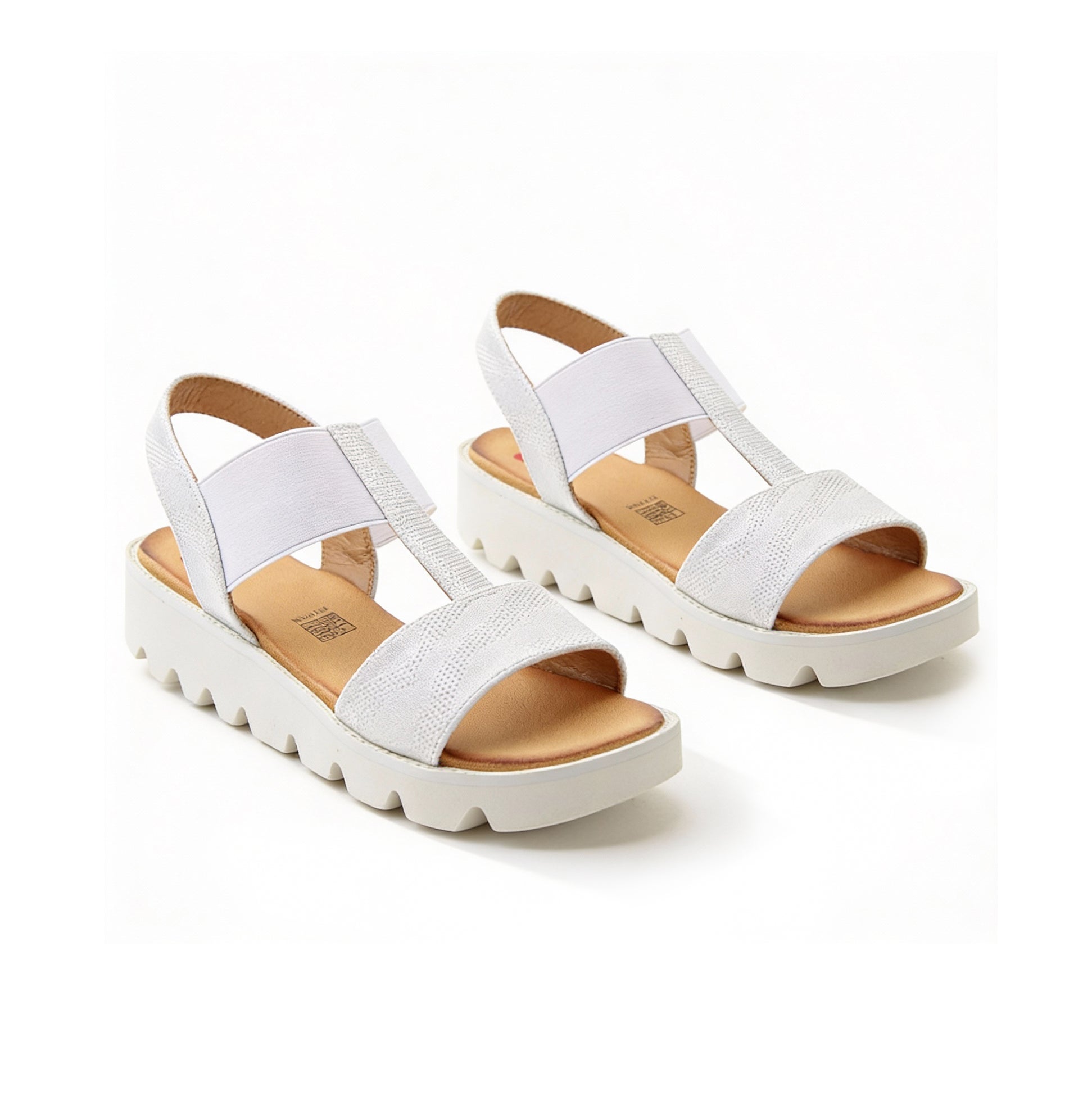 Heavenly Feet RITZ SHIMMER Womens Slingback Sandals White/Silver