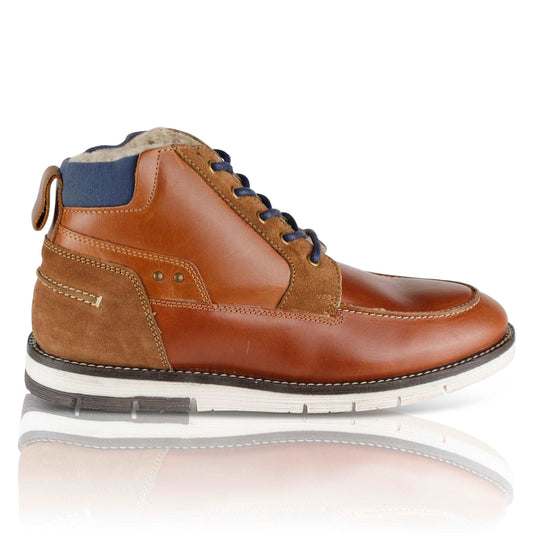 Silver Street London ALGATE Mens Boots Brown side view showcasing leather upper and lace-up closure.