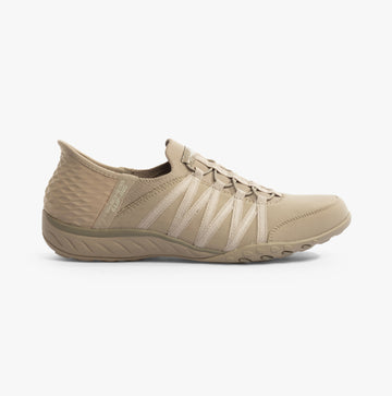 Skechers 100593/TPE BREATHE-EASY - ROLL-WITH-ME Womens Trainers Taupe