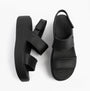 Skechers 111257/BBK ARCH FIT UPBEAT - SUNRISE Womens Sandals Black top view showcasing thick straps and platform sole.