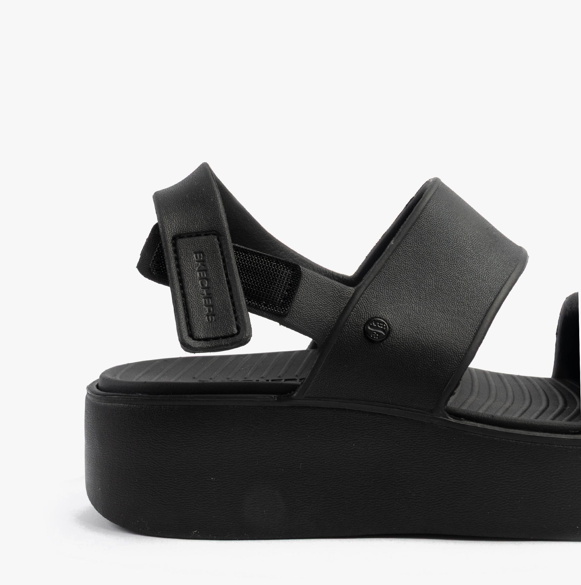 Skechers 111257/BBK ARCH FIT UPBEAT - SUNRISE Womens Sandals Black side view showcasing lightweight platform design.