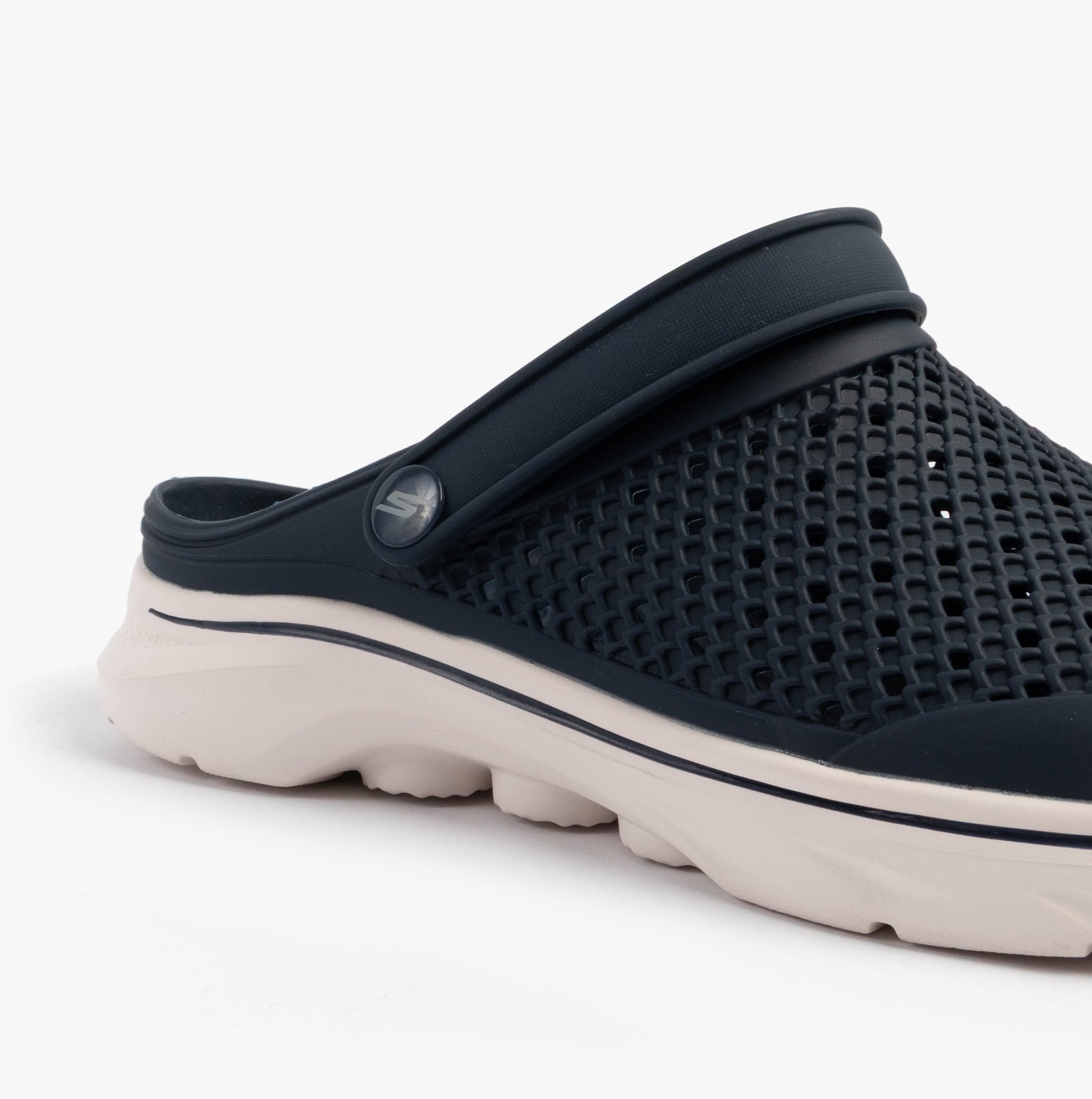 Skechers 111482/NVW GO WALK 7 FOAMIES - JOYOUS Womens Sandals Navy/White side view showing breathable EVA material and slip-on design.