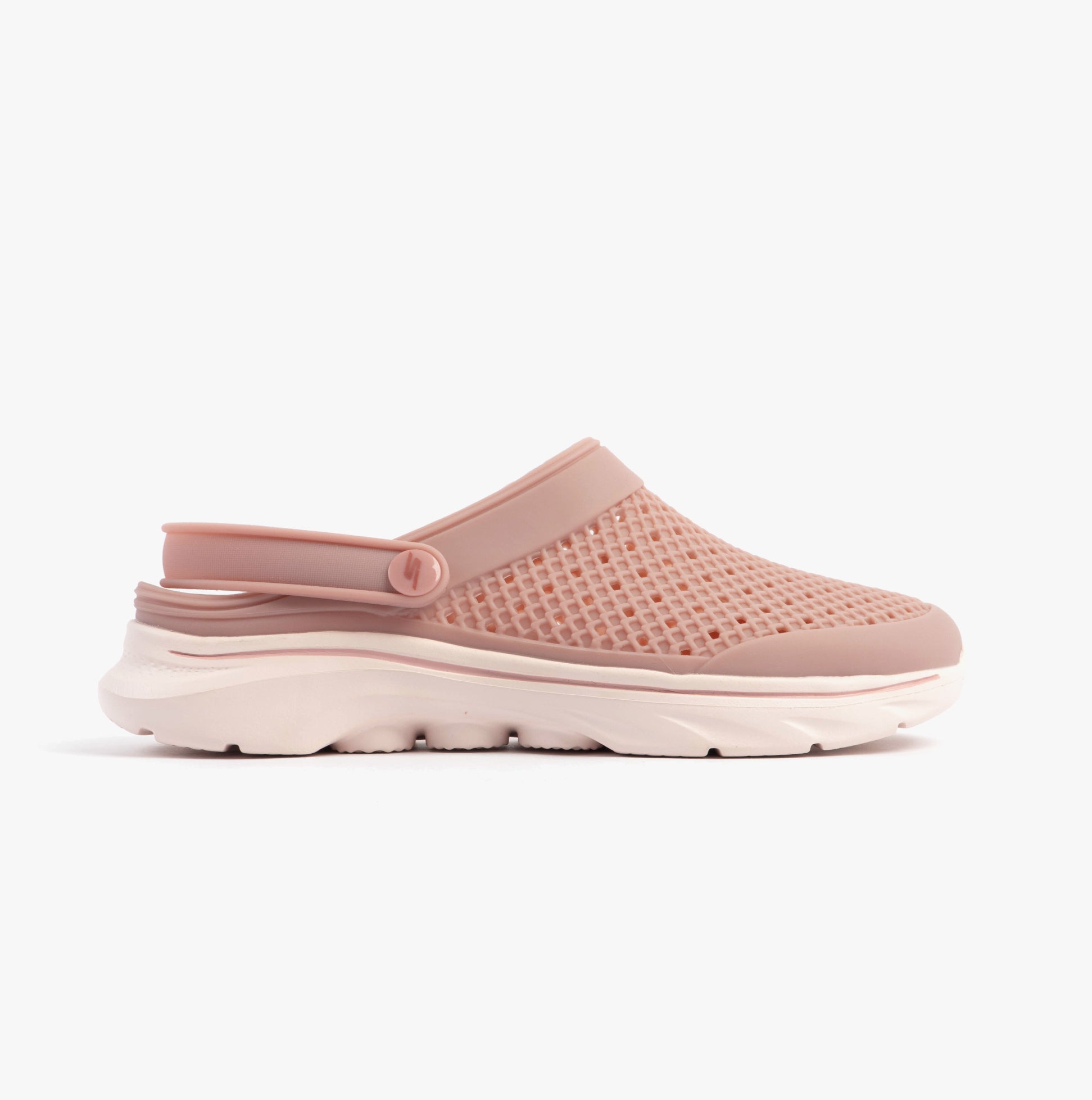 Skechers 111482/ROS GO WALK 7 FOAMIES - JOYOUS Womens Sandals Rose side view, breathable EVA upper, relaxed fit.