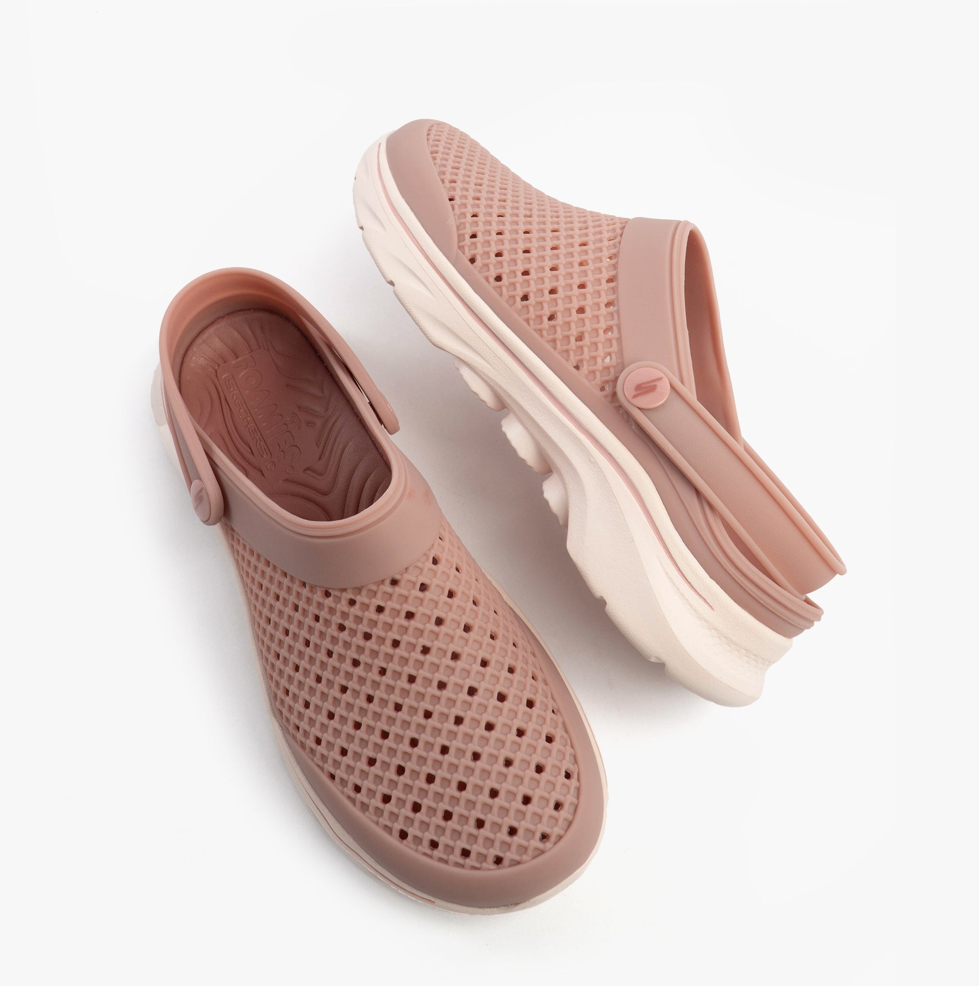 Skechers 111482/ROS GO WALK 7 FOAMIES - JOYOUS Womens Sandals Rose, top view, showcasing the breathable EVA material design.